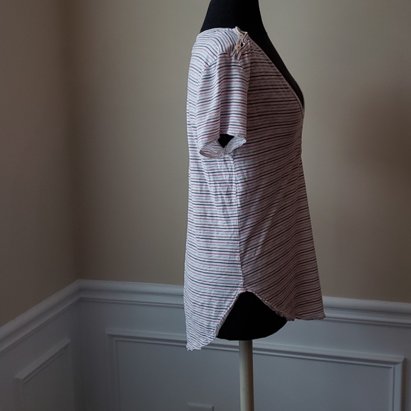 Anthropologie t.la Striped Over sized V neck Tee - Picture 8 of 8